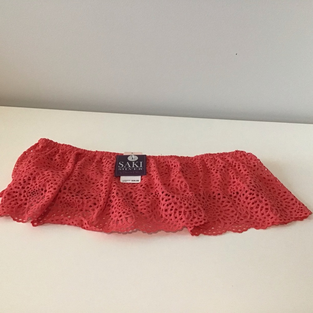 Bandeau Tube Sun Top Large Coral Eyelet NWT